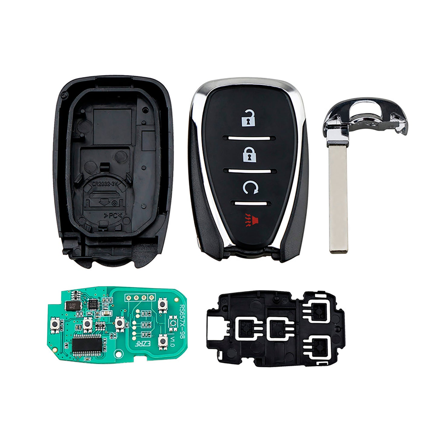 4 Buttons 433MHz Keyless Entry Proximity Remote Smart Fob Car Key For 2017-2022 Chevrolet Blazer Bolt Cruze Equinox Sonic Traverse Trax Trailblazer Volt FCC ID :HYQ4EA SKU:J735