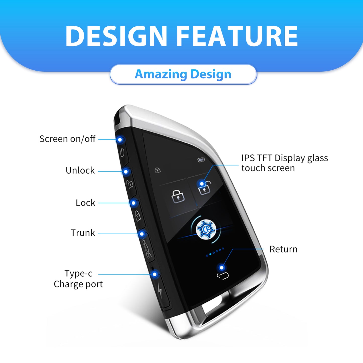 2022 New Arrival Smart touch screen remote universal control car key for Start Stop Cars