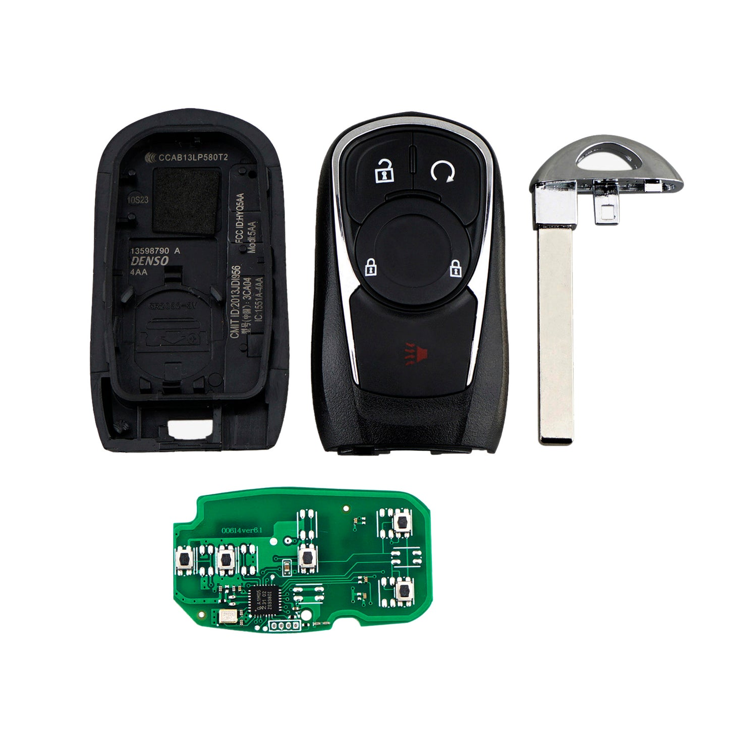 4+1 Buttons 315MHz Keyless Entry Fob Remote Car Key For 2017-2020 Buick Encore Buick Envision (All buttons work except Remote Start on the Envision) FCC ID: HYQ4AA SKU : J743