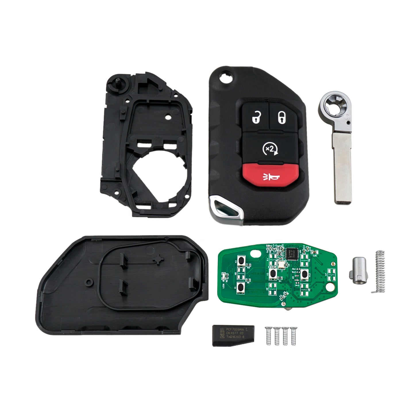 4 Buttons 433.92MHz Keyless Entry Fob Remote Car Key For2018 - 2021 Jeep Gladiator Wrangler FCC ID:  OHT1130261 SKU : J593